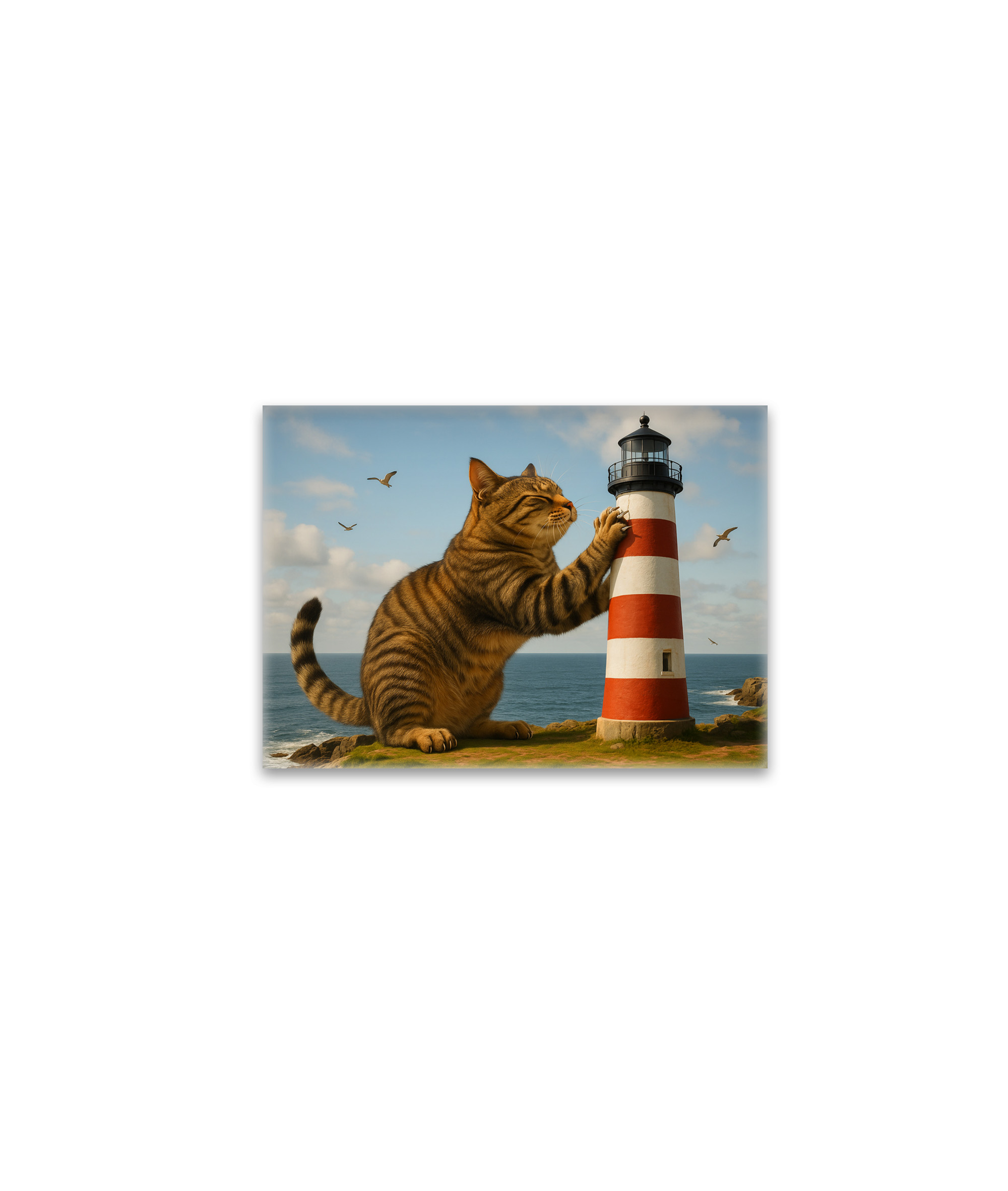 raxxa Glas-Magnet: Mein Lieblingskratzbaum - Katze mit Leuchtturm