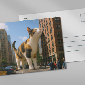 raxxa Postkarte: Mein liebstes Gebäude - Katze mit Hochhaus