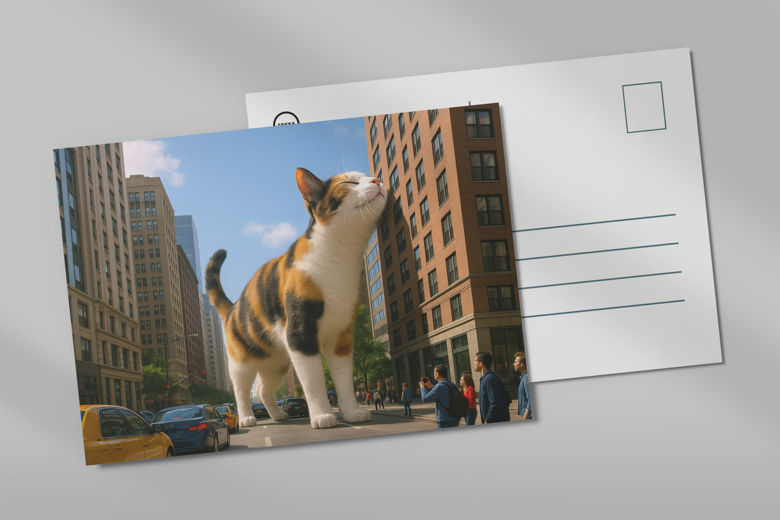 raxxa Postkarte: Mein liebstes Gebäude - Katze mit Hochhaus