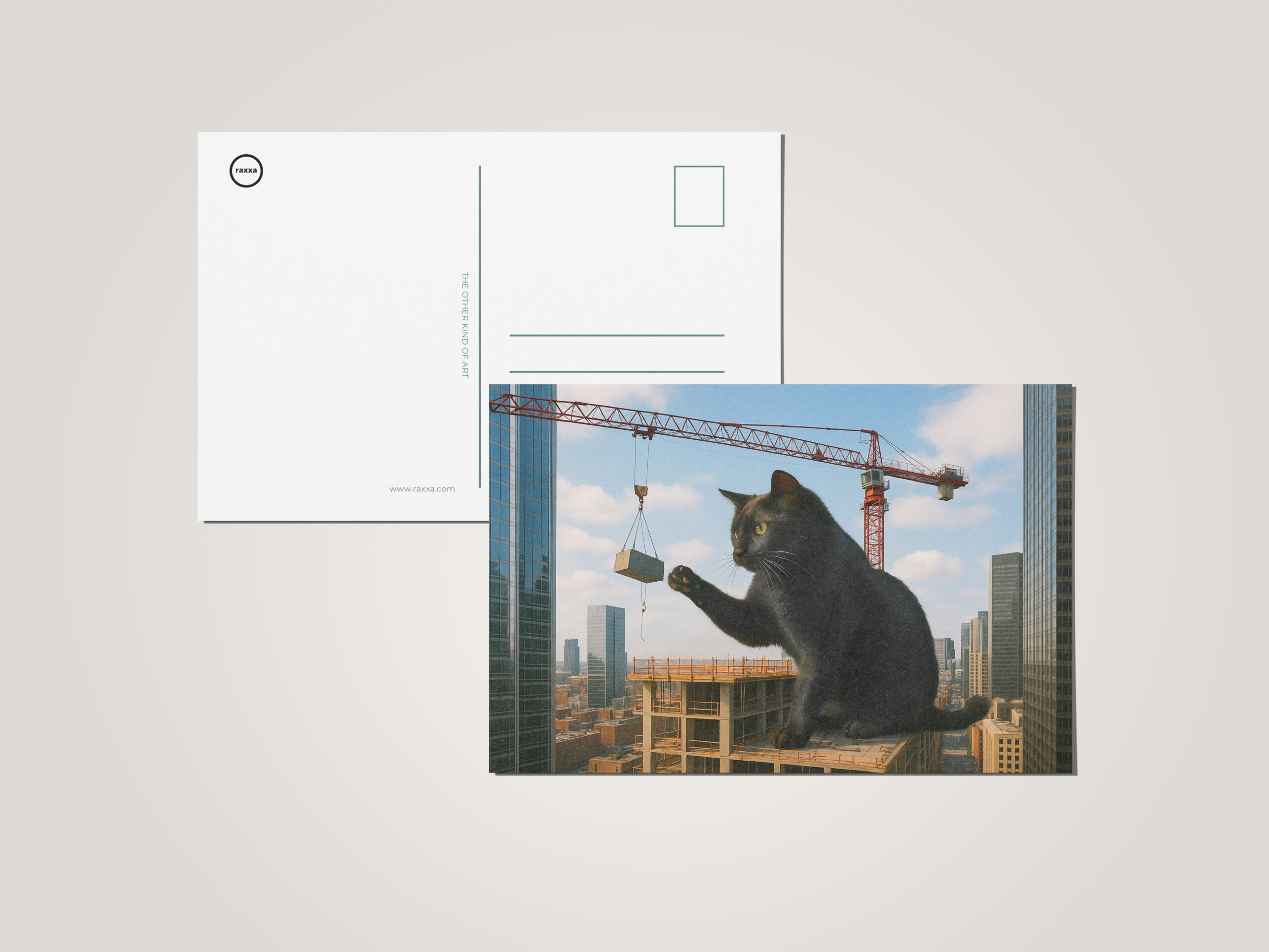 raxxa Postkarte: Lustig, es bewegt sich - Kater mit Krahn