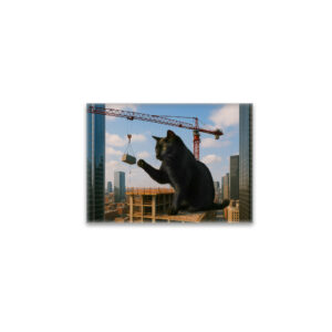 raxxa Glas-Magnet: Lustig, es bewegt sich - Kater mit Krahn