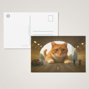 raxxa Postkarte: Mit Stau ist zu rechnen. Katze im Tunnel