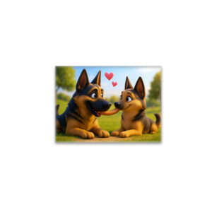 raxxa Glas-Magnet: Schäferhund mit seiner großen Liebe und Wurstgeschenk