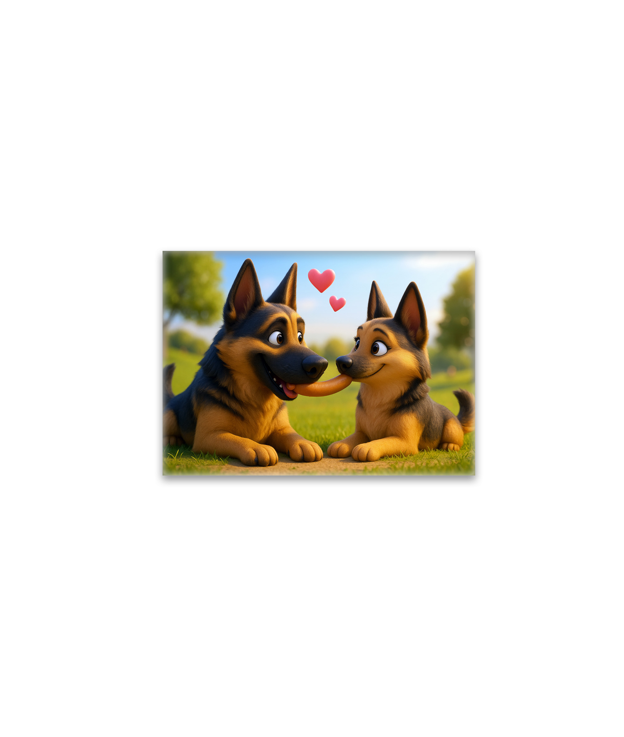 raxxa Glas-Magnet: Schäferhund mit seiner großen Liebe und Wurstgeschenk