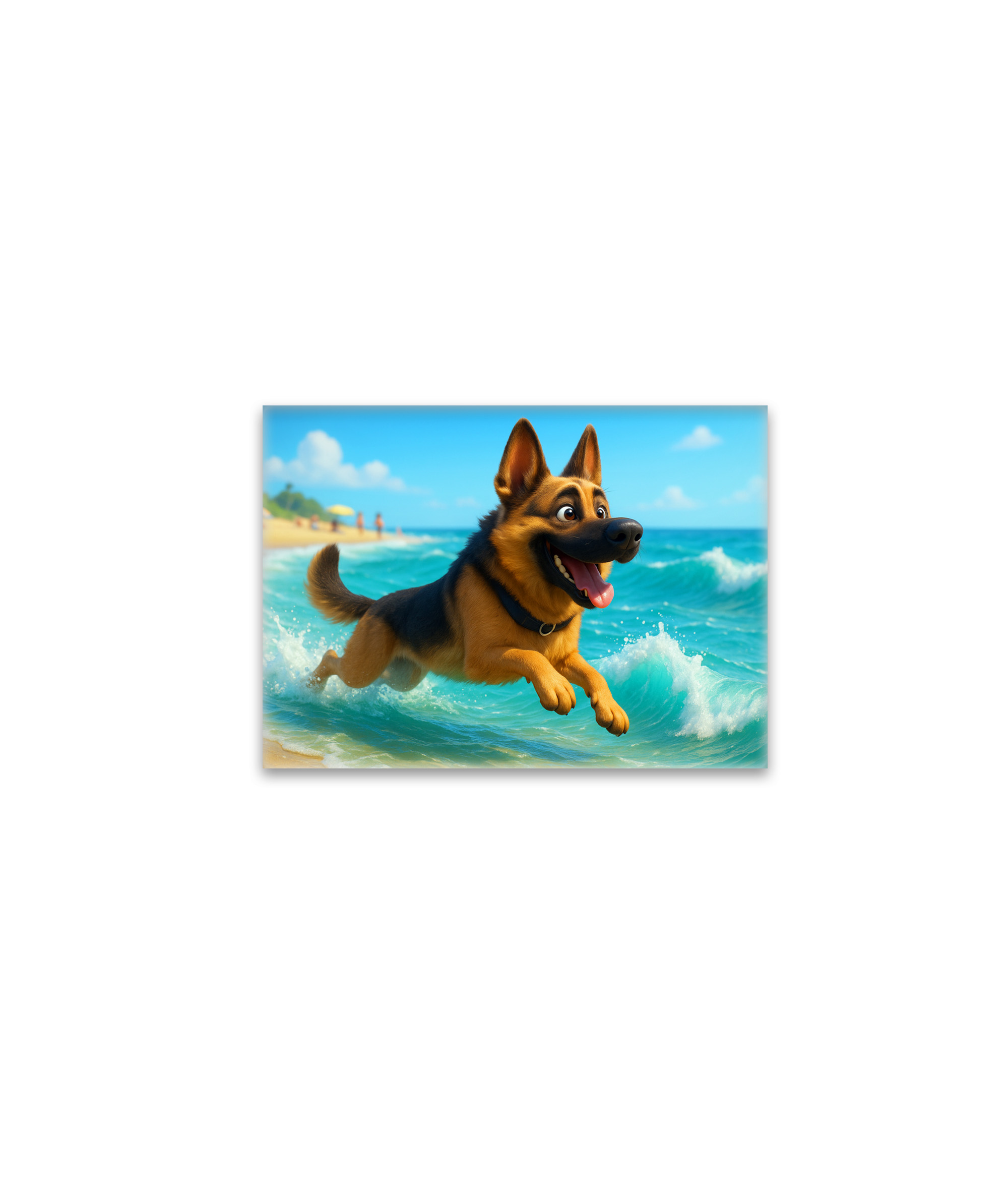 raxxa Glas-Magnet: Schäferhund spielt am Strand