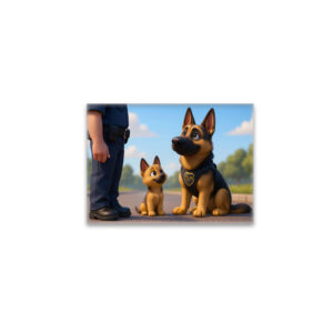 raxxa Glas-Magnet: Schäferhund und Welpe beim Polizeidienst