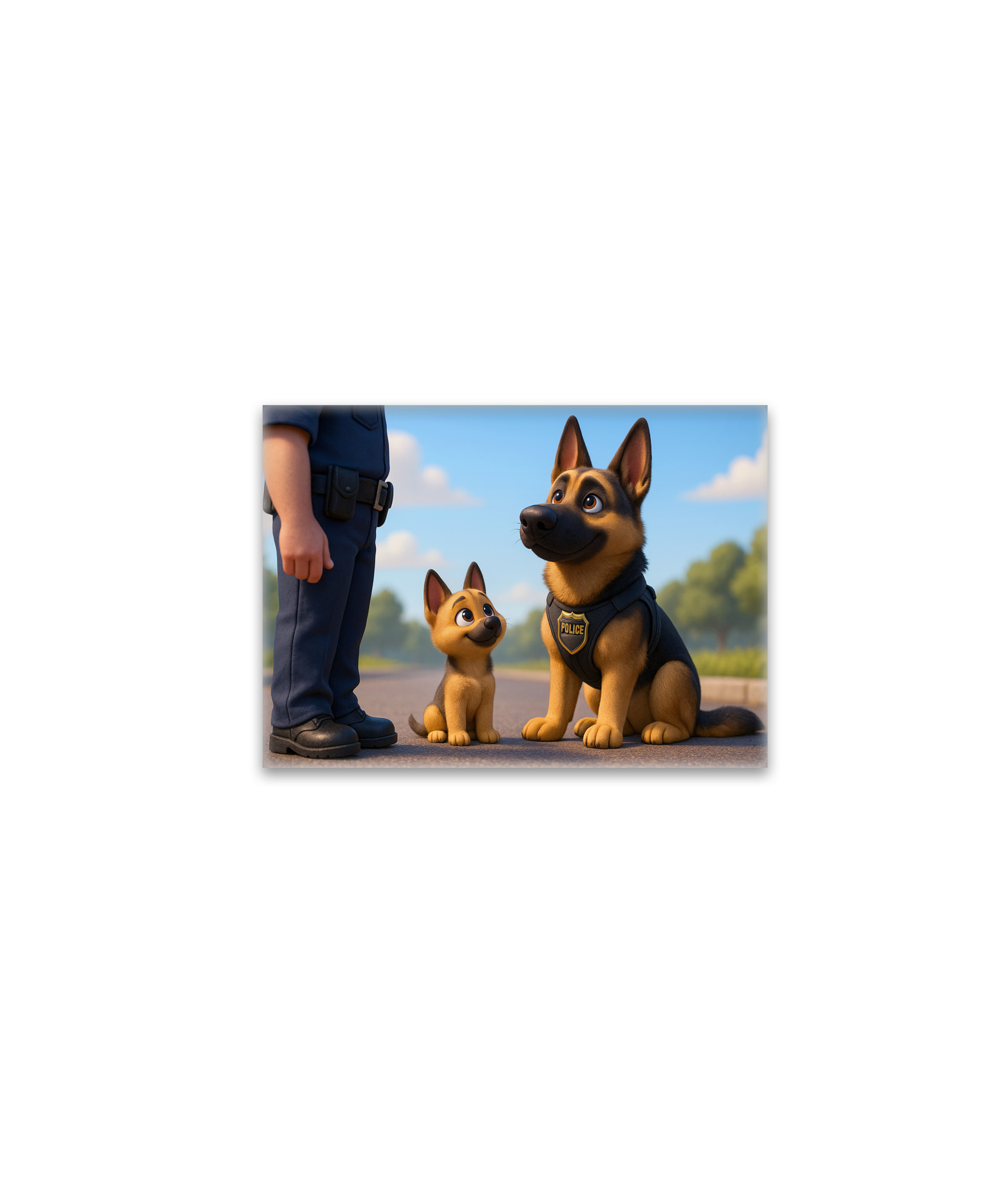raxxa Glas-Magnet: Schäferhund und Welpe beim Polizeidienst