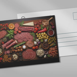 raxxa Postkarte: Arrangement mit Salami und Wurst