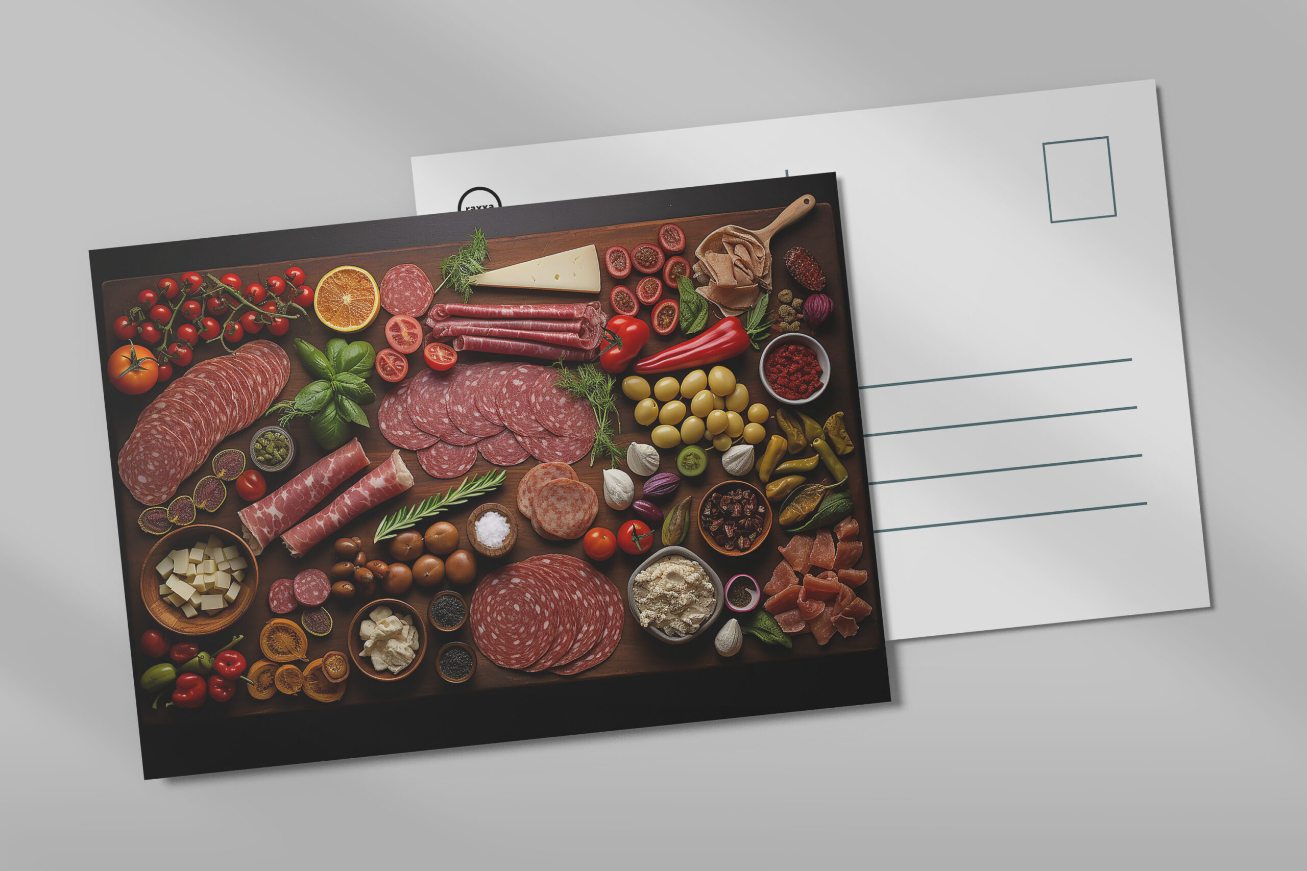 raxxa Postkarte: Arrangement mit Salami und Wurst