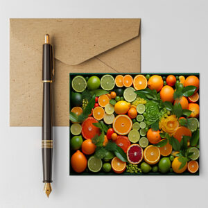 raxxa Postkarte: Arrangement mit Zitrusfrüchten