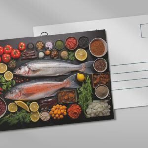 raxxa Postkarte: Arrangement mit Fisch