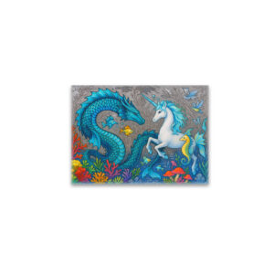 raxxa Glas-Magnet: Wasserdrache und Seepferdchen-Einhorn - mystische Wesen