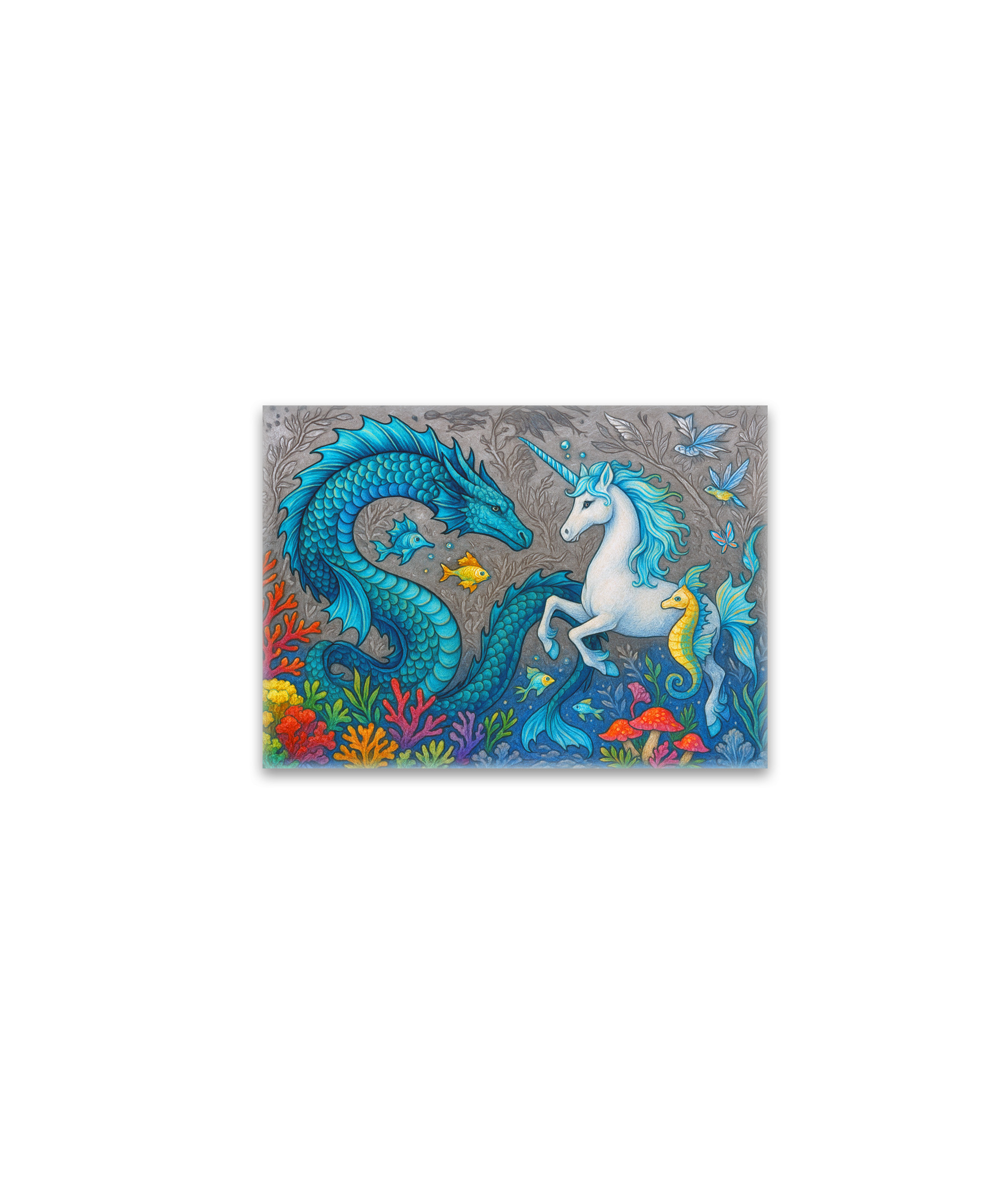 raxxa Glas-Magnet: Wasserdrache und Seepferdchen-Einhorn - mystische Wesen