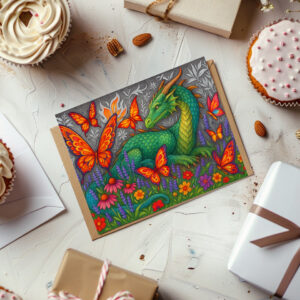 raxxa Postkarte: Lindwurm und Feuerfalter - mystische Wesen