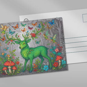 raxxa Postkarte: Waldgeist und Elfenhirsche - mystische Wesen