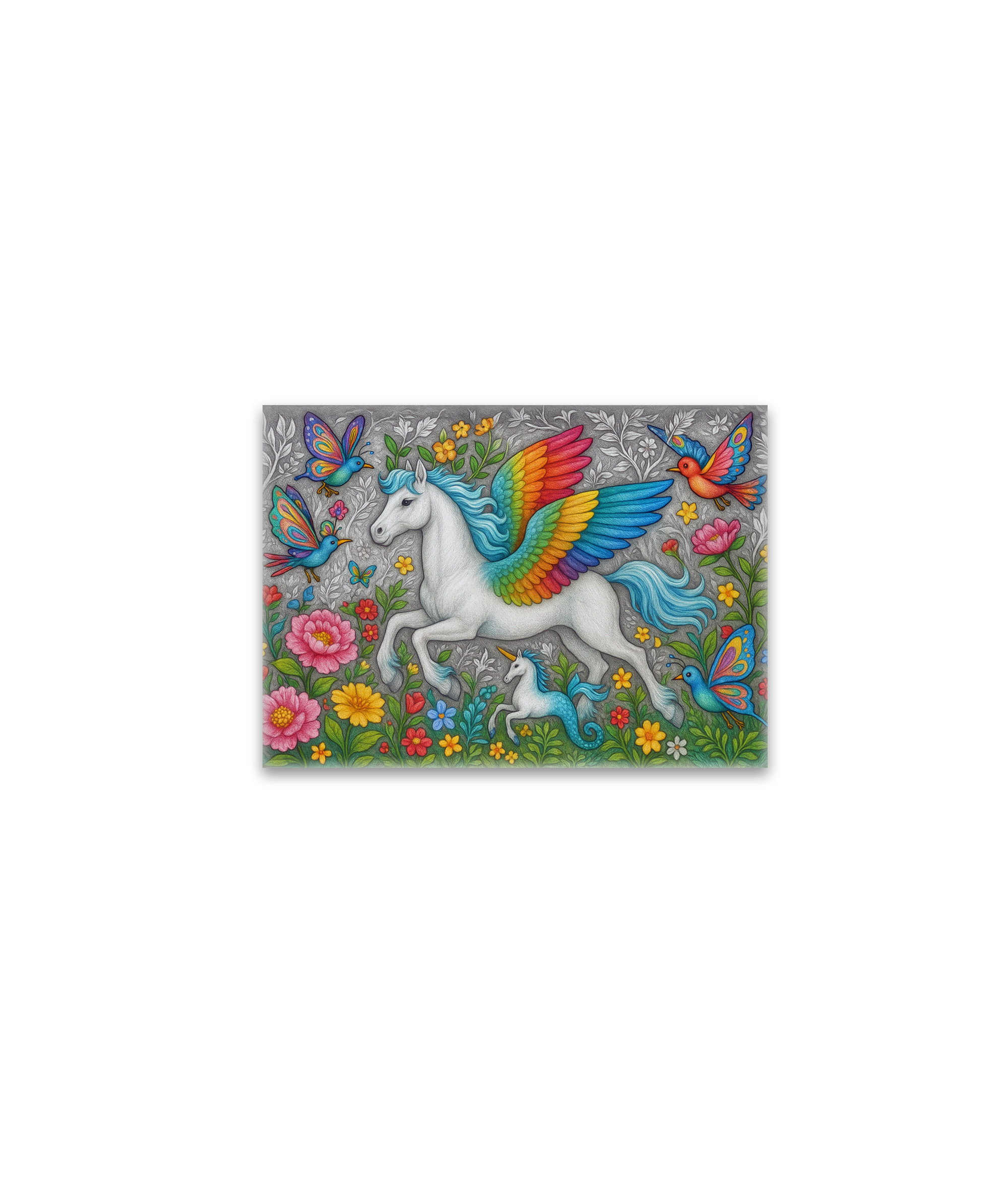 raxxa Glas-Magnet: Regenbogenpegasus und Kristallvögel - mystische Wesen