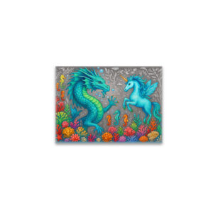 raxxa Glas-Magnet: Wasserdrache und Seepferdchen-Einhorn - Wesen der Mystik