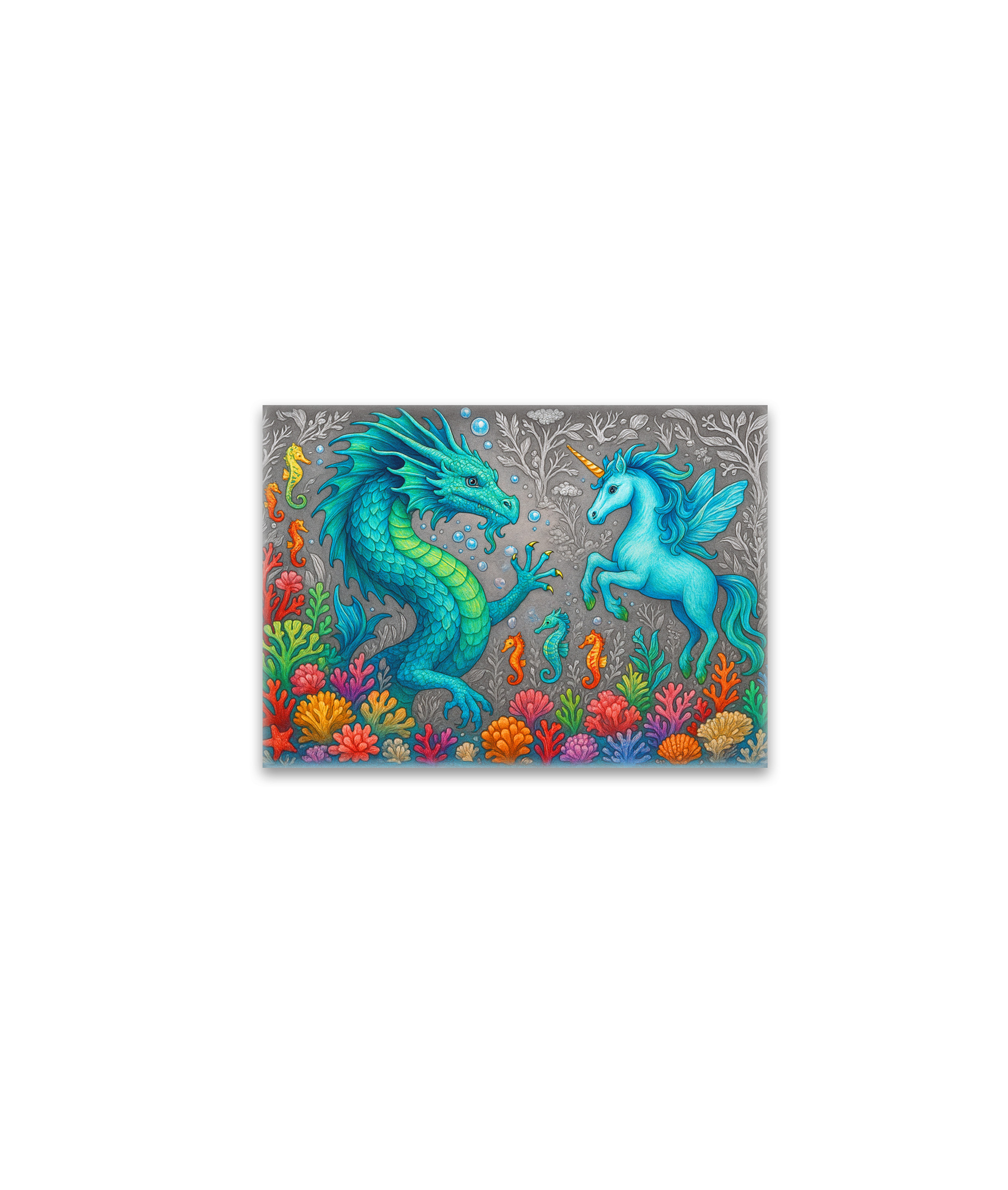 raxxa Glas-Magnet: Wasserdrache und Seepferdchen-Einhorn - Wesen der Mystik