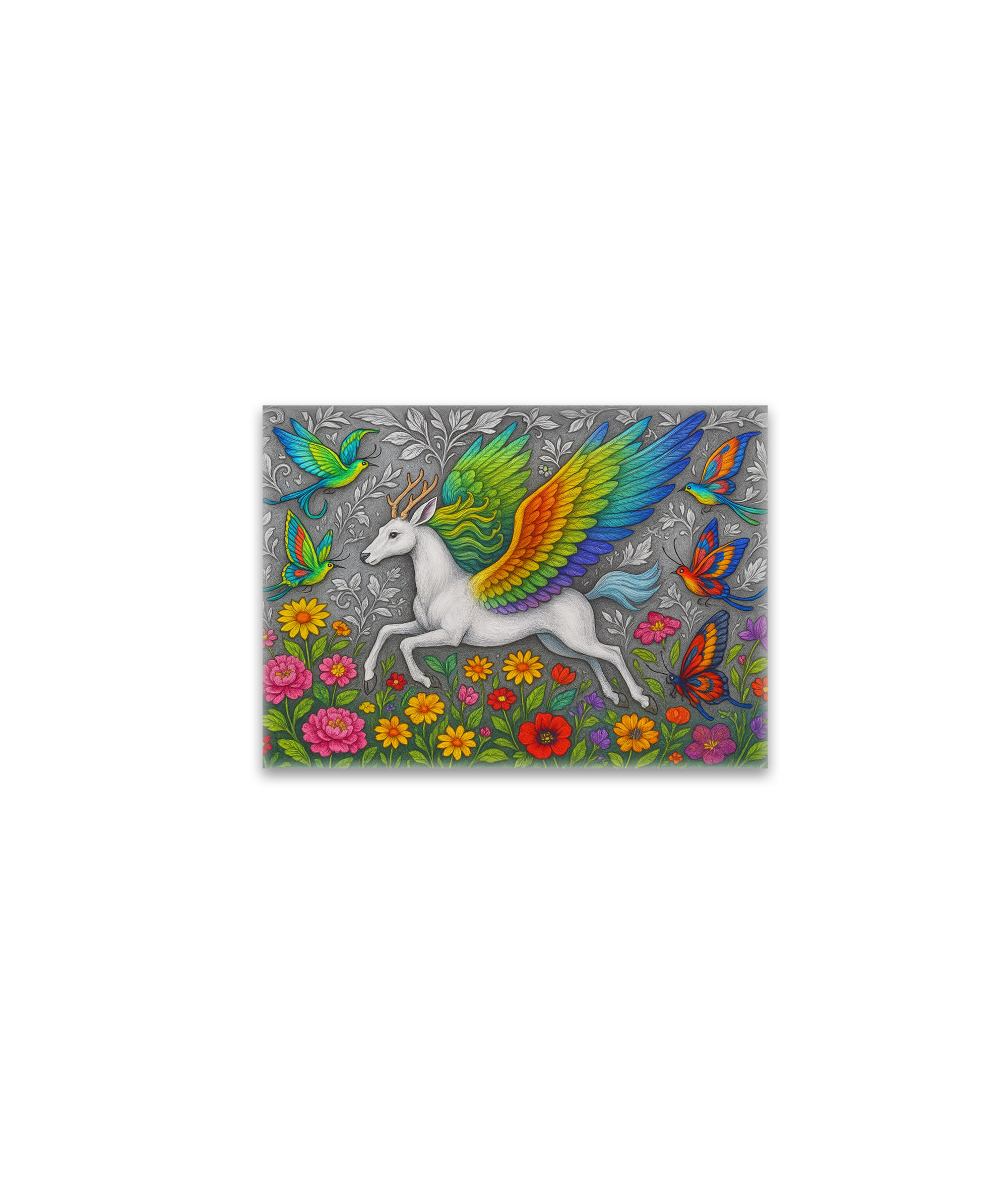 raxxa Glas-Magnet: Pegasushirsch und Schmetterlingsvögel - mystische Wesen