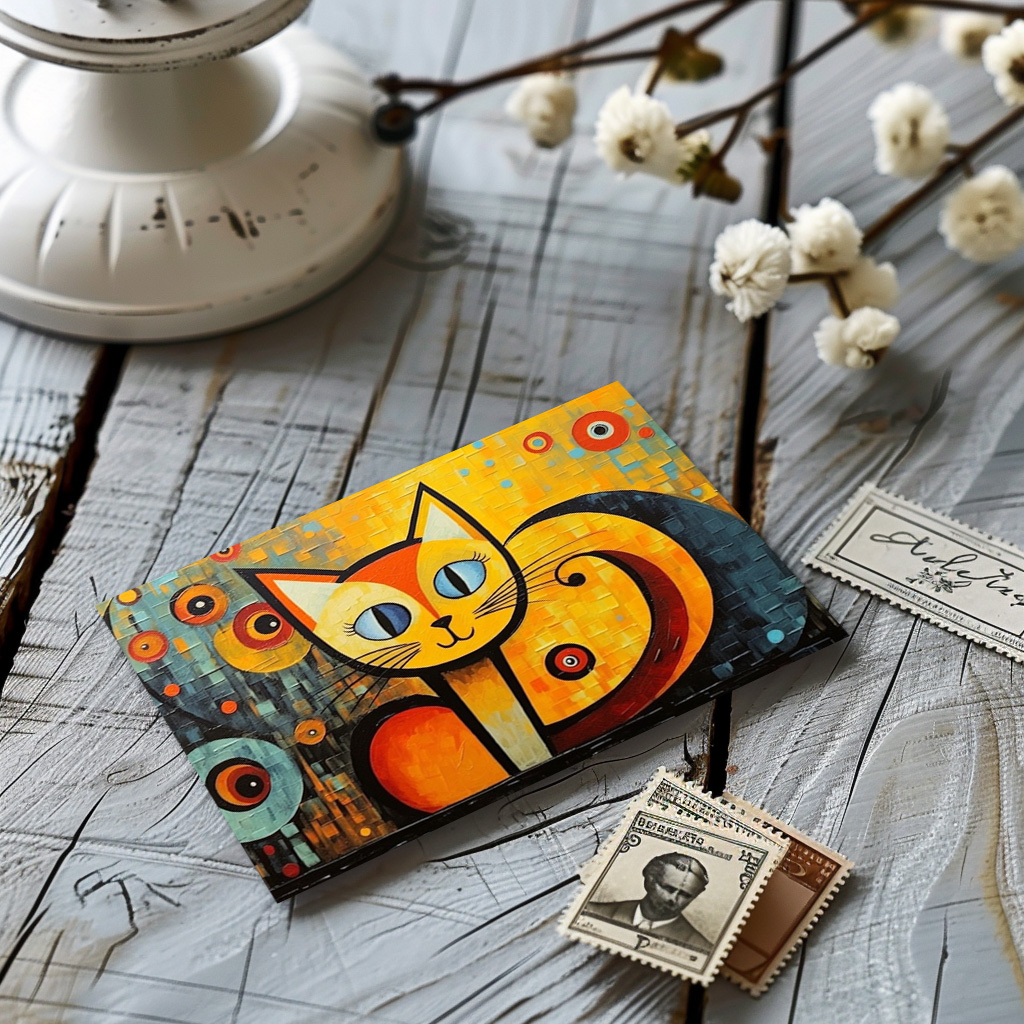 raxxa Postkarte: Katzenkunst Im Stil von Wassily Kandinsky