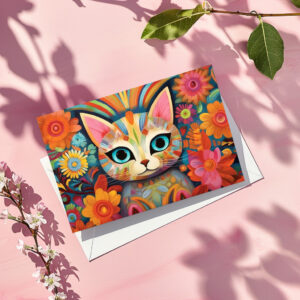 raxxa Postkarte: Fröhliche Katzenkunst Im Stil von Frieda Kahlo