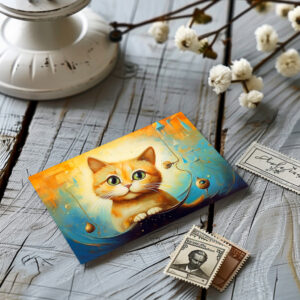 raxxa Postkarte: Fröhliche Katzenkunst im Stil von Salvador Dali
