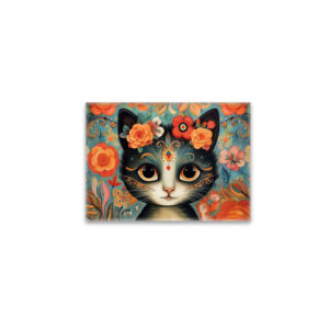 raxxa Glas-Magnet: Fröhliche Katzenkunst Im Stil von Frieda Kahlo