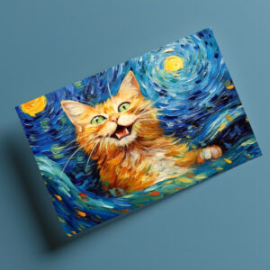 raxxa Postkarte: Fröhliche Katzenkunst Im Stil von Vincent van Gogh