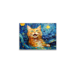 raxxa Glas-Magnet: Fröhliche Katzenkunst Im Stil von Vincent van Gogh