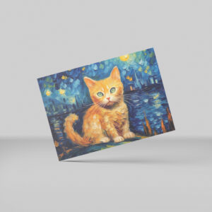 raxxa Postkarte: Drollige Katzenkunst Im Stil von Vincent van Gogh