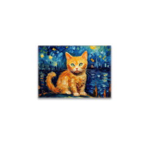 raxxa Glas-Magnet: Drollige Katzenkunst Im Stil von Vincent van Gogh