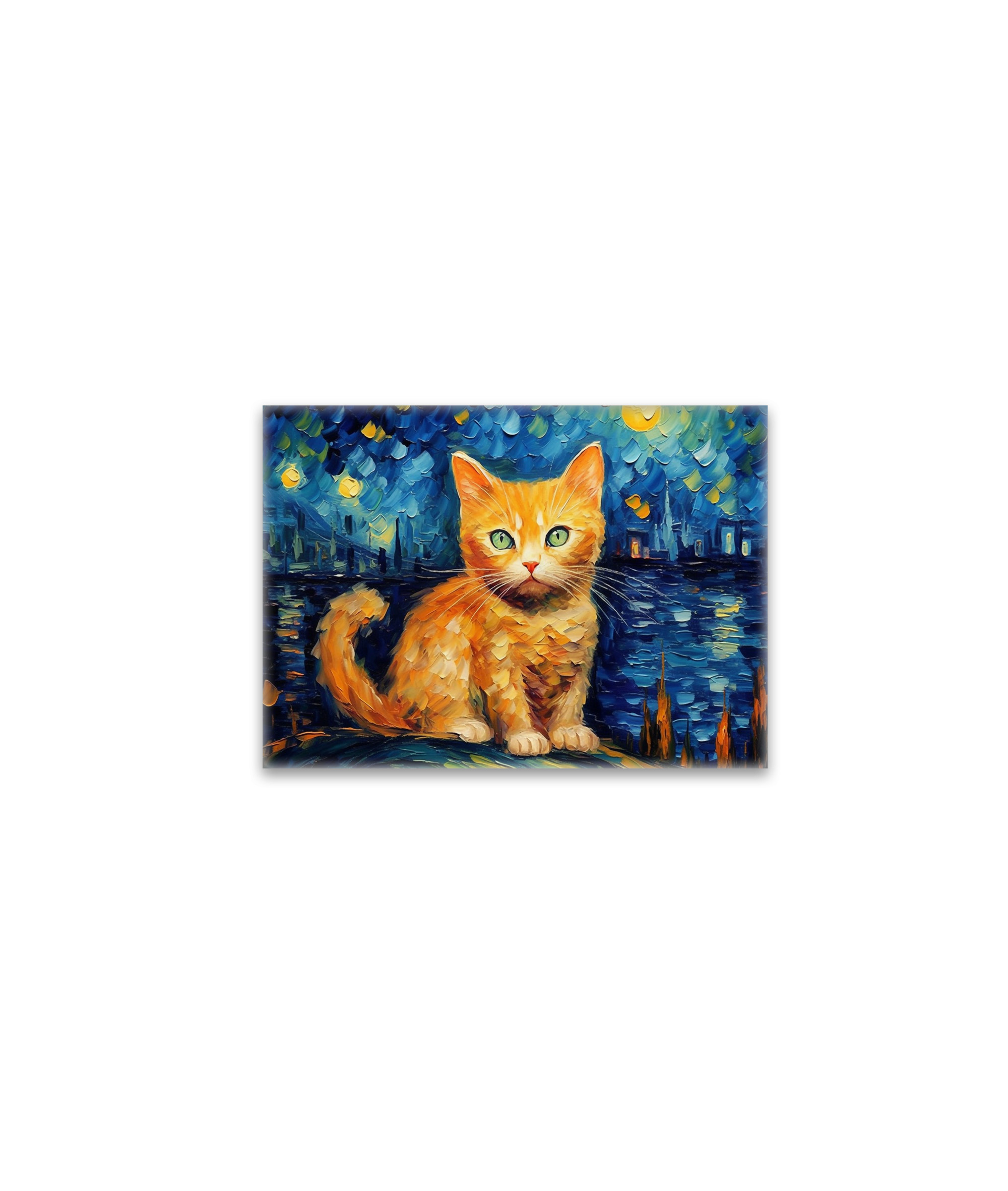 raxxa Glas-Magnet: Drollige Katzenkunst Im Stil von Vincent van Gogh