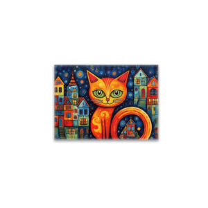 raxxa Glas-Magnet: Fröhliche Katzenkunst Im Stil von Friedensreich Hundertwasser