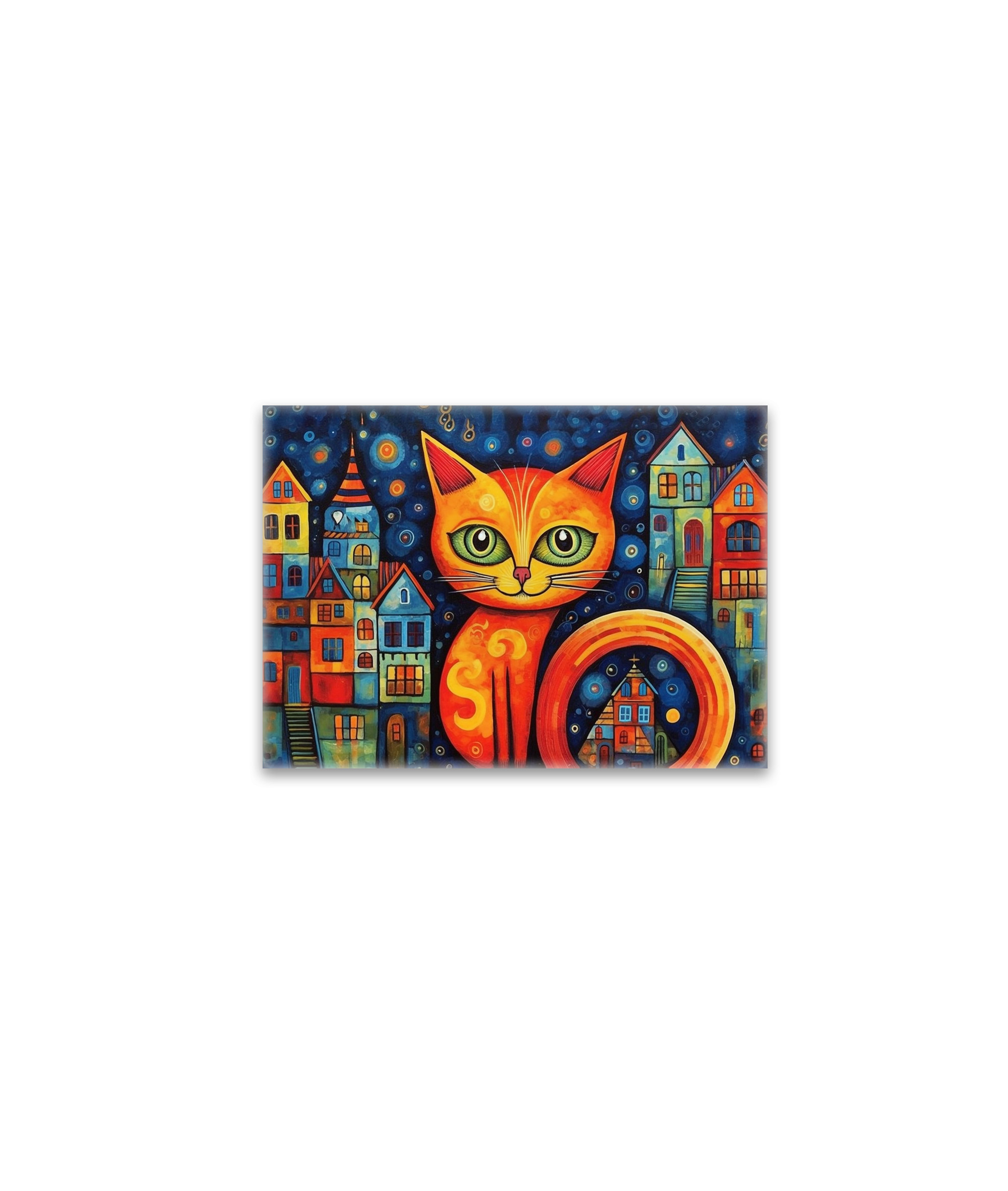 raxxa Glas-Magnet: Fröhliche Katzenkunst Im Stil von Friedensreich Hundertwasser