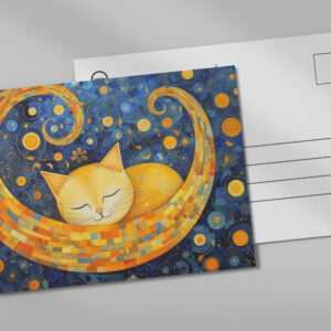raxxa Postkarte: Fröhliche Katzenkunst Im Stil von Gustav Klimt