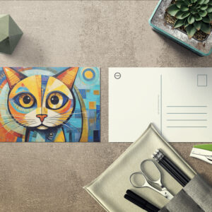 raxxa Postkarte: Fröhliche Katzenkunst Im Stil von Pablo Picasso