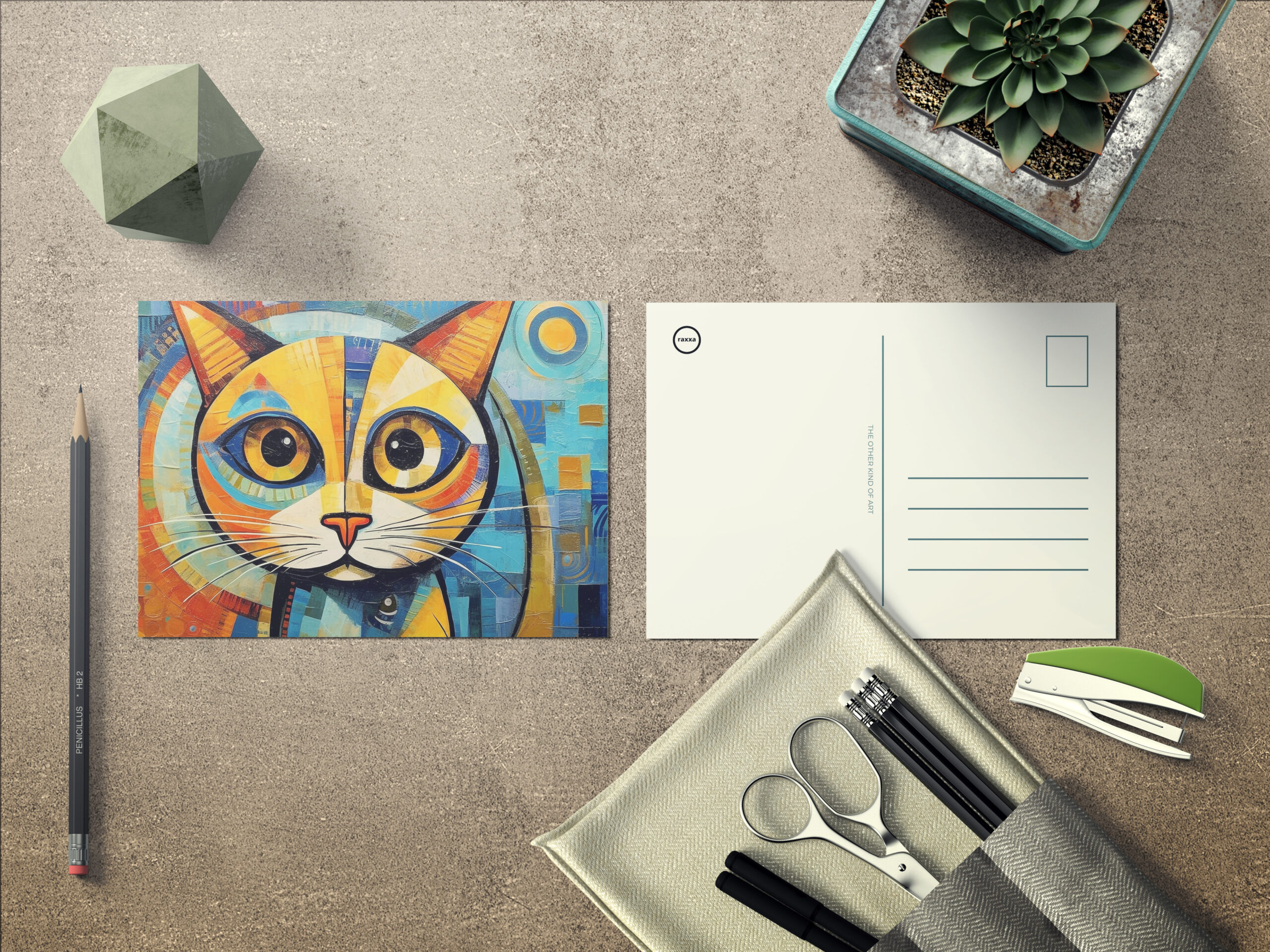 raxxa Postkarte: Fröhliche Katzenkunst Im Stil von Pablo Picasso