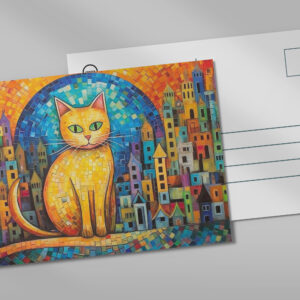 raxxa Postkarte: Fröhliche Katzenkunst Im Stil von Friedensreich Hundertwasser