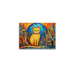 raxxa Glas-Magnet: Fröhliche Katzenkunst Im Stil von Friedensreich Hundertwasser