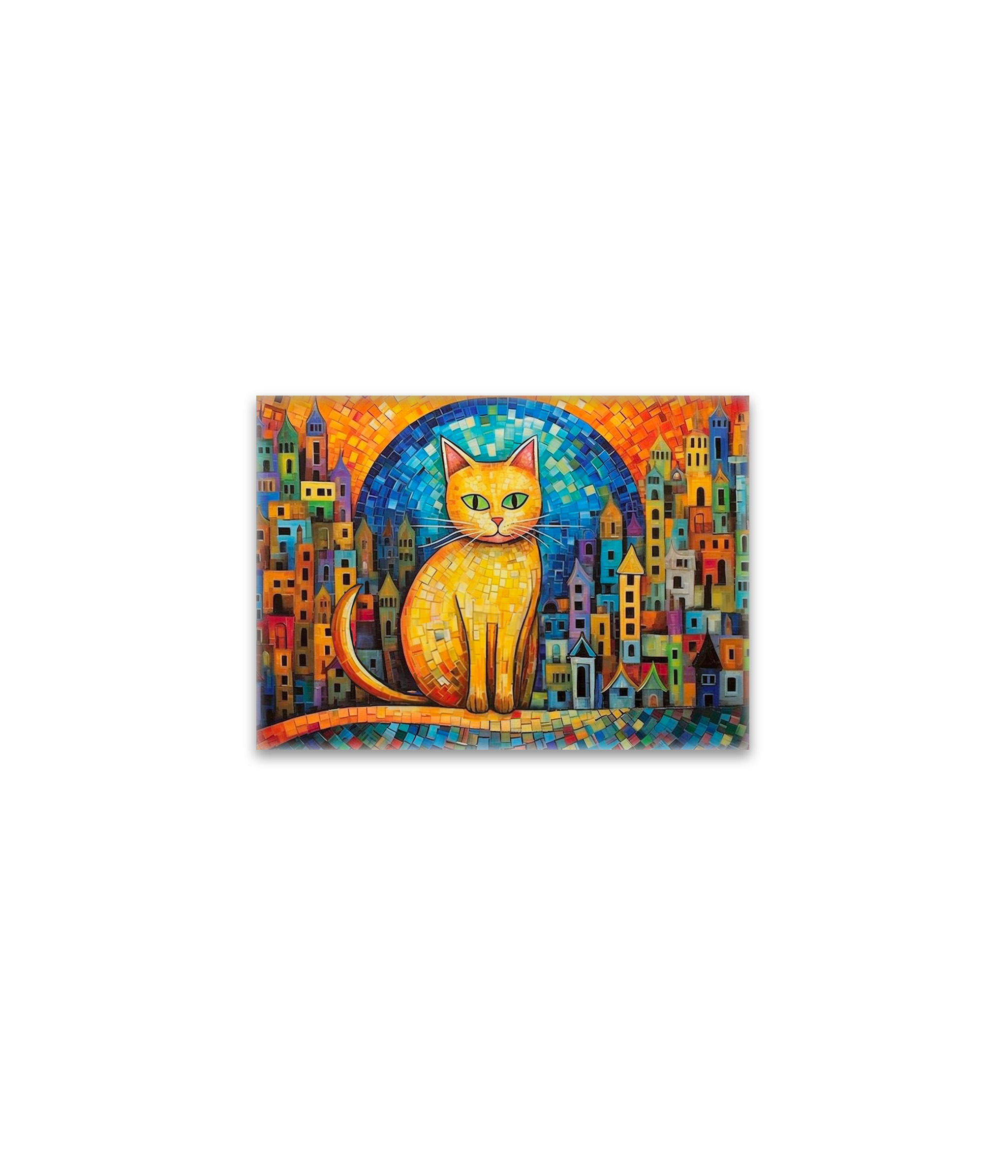 raxxa Glas-Magnet: Fröhliche Katzenkunst Im Stil von Friedensreich Hundertwasser