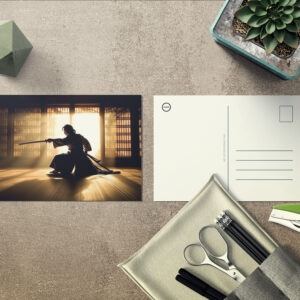 raxxa Postkarte: Samurai Krieger als Silhouette