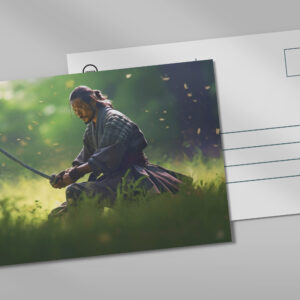 raxxa Postkarte: Samurai Krieger beim Training im Feld