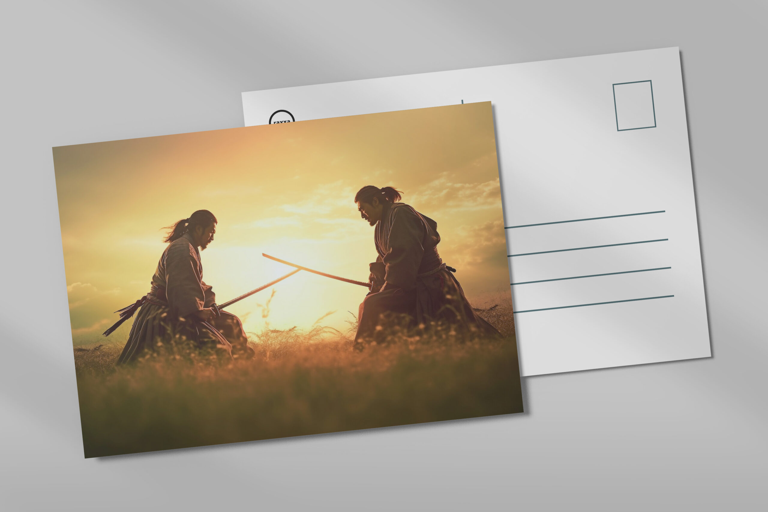 raxxa Postkarte: Zwei Samurai Krieger auf dem Feld