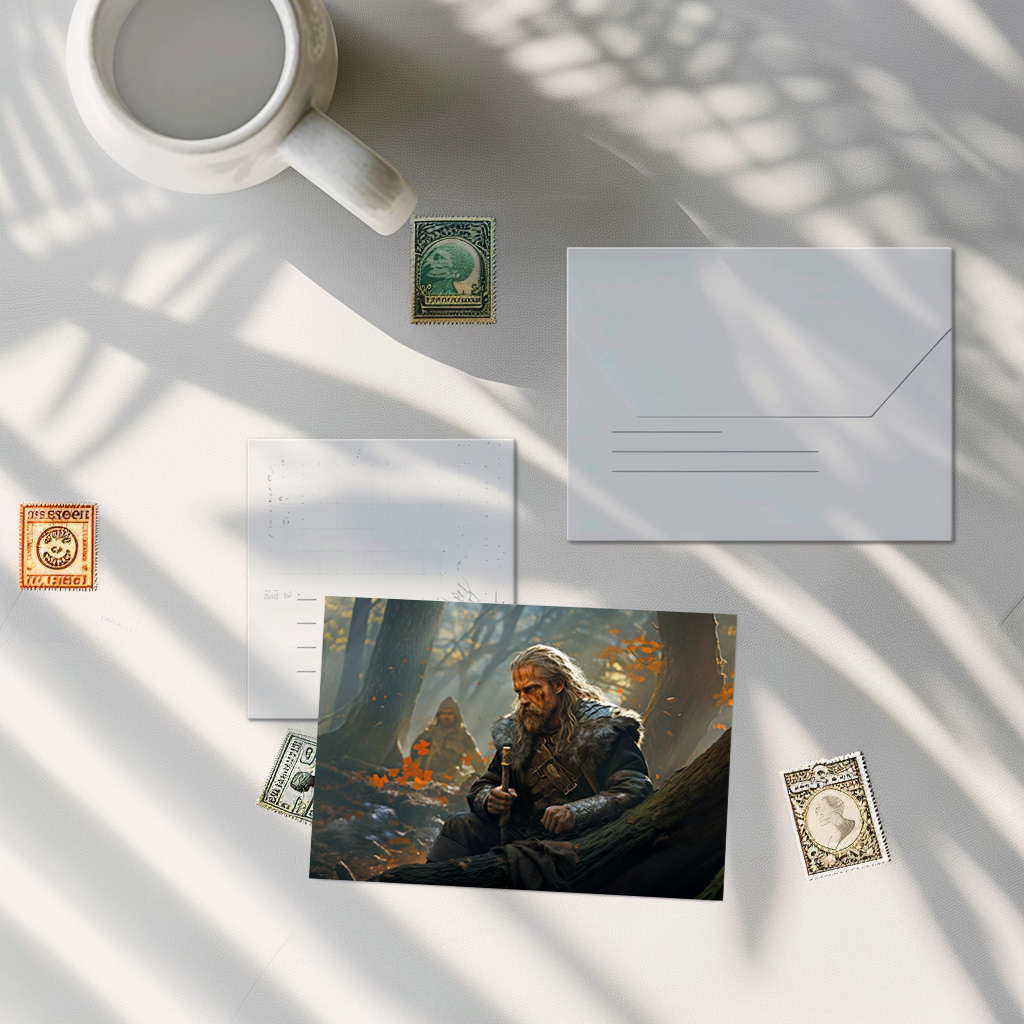 raxxa Postkarte: Nordischer Kämpfer - Germane - wartet auf den Schlacht