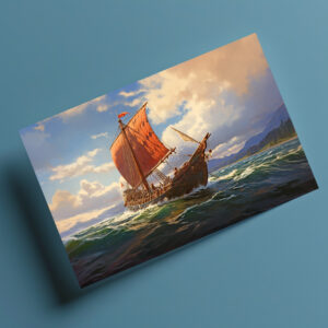 raxxa Postkarte: Wikingerschiff an der Küste