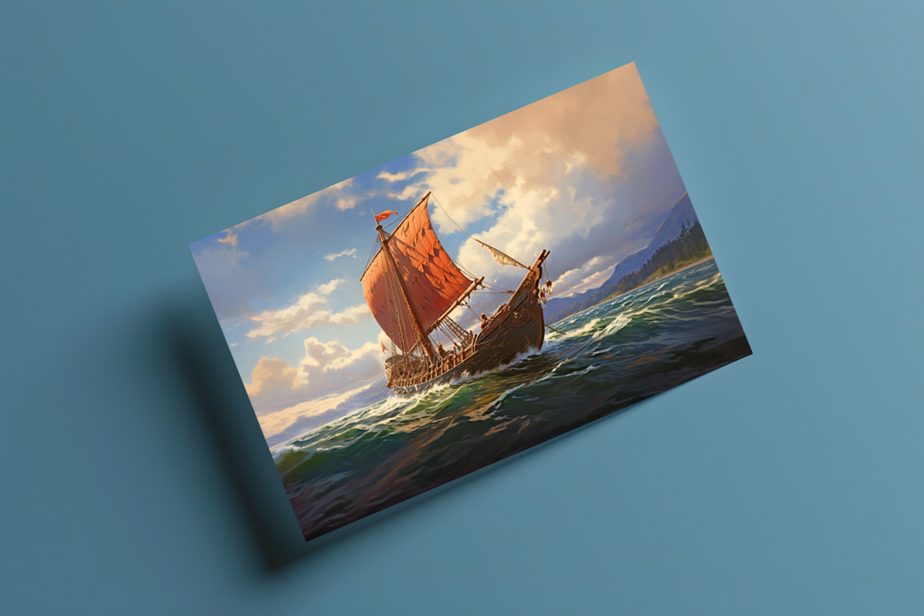 raxxa Postkarte: Wikingerschiff an der Küste