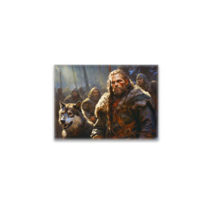 raxxa Glas-Magnet: Germanischer Mann mit Wolf und Kämpfern