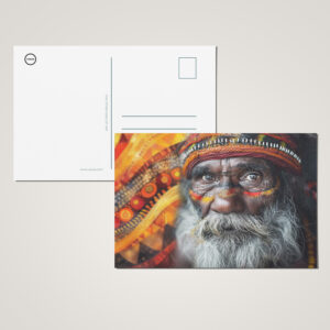 raxxa Postkarte: Aborigines Mann mit Kunst