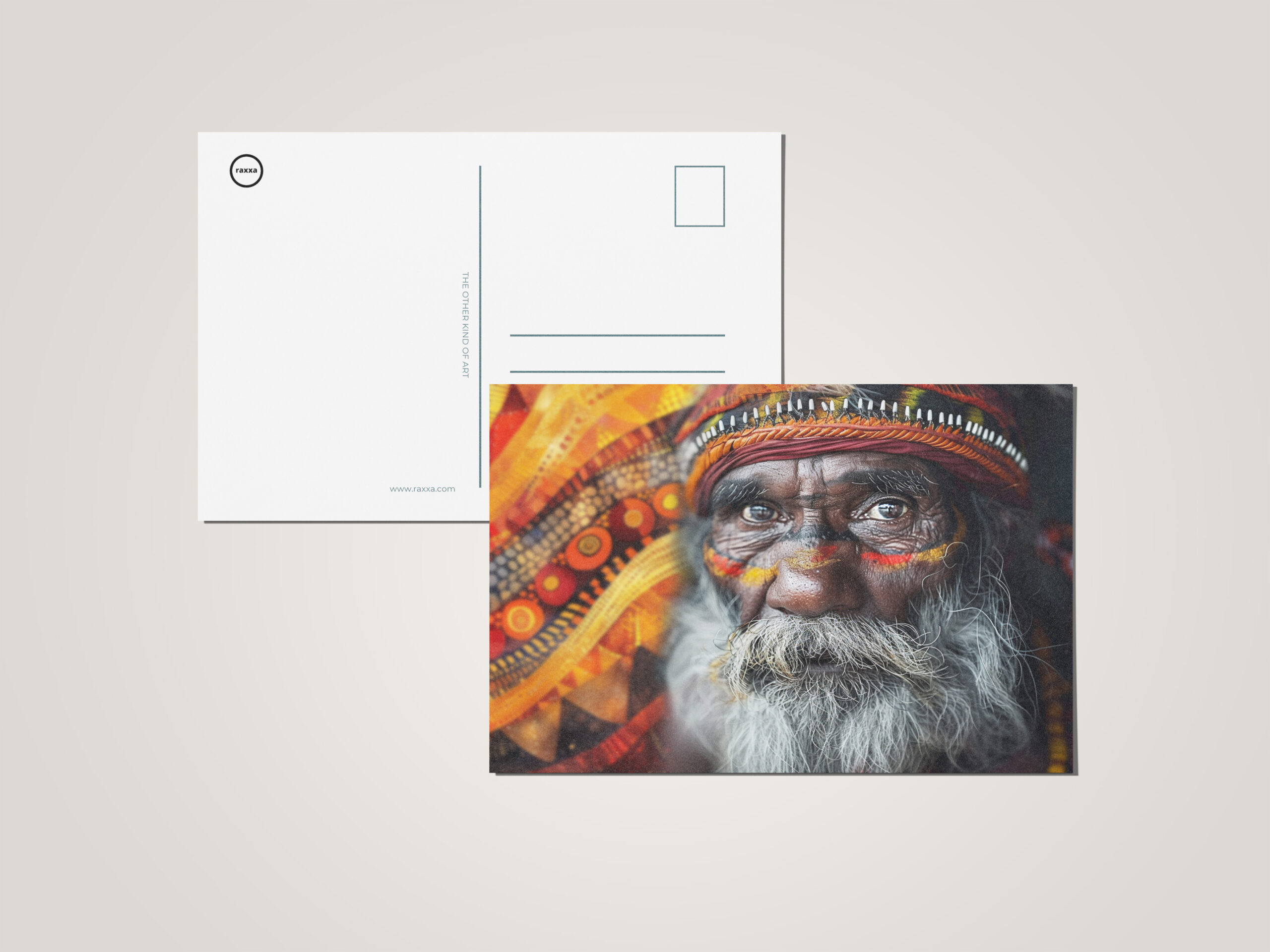 raxxa Postkarte: Aborigines Mann mit Kunst