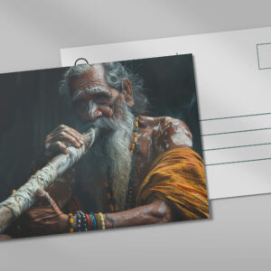 raxxa Postkarte: Aborignies Mann mit Didgeridoo